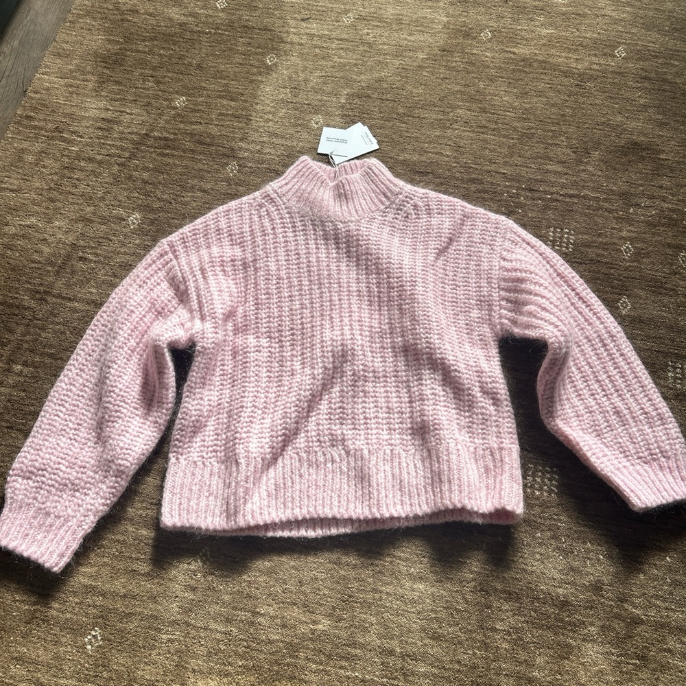 & Other Stories Soft Pink Ribbed Knit Mockneck Sweater